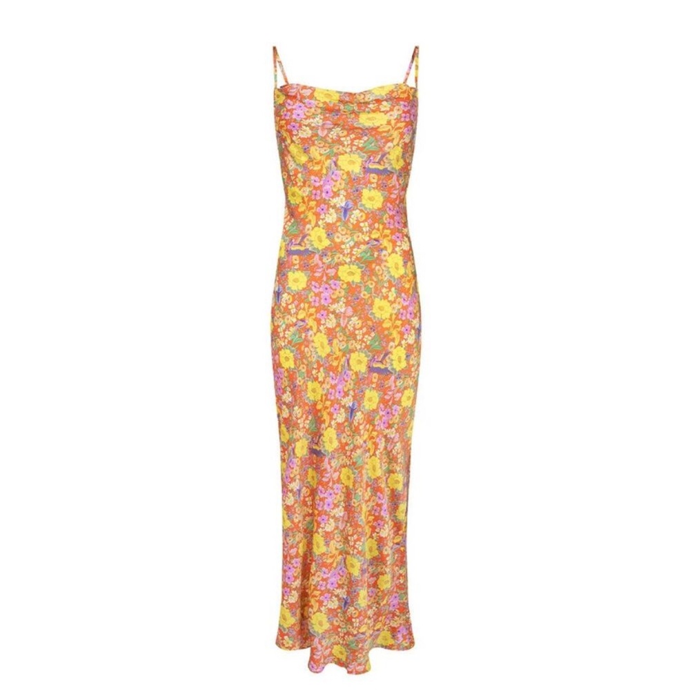 Spell Last Drinks Bias Maxi Dress: Sunset Floral